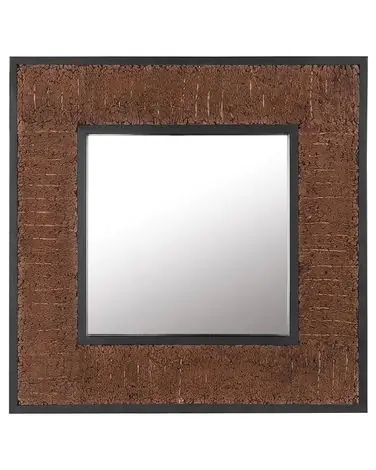 Wall Mirror BOISE 60 cm 60 cm Teak Wood Dark Brown - Home Accessories