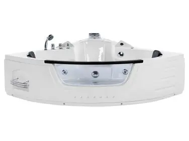 Bañera de hidromasaje LED esquinera MARTINICA 198 x 144 cm Blanco - Baño
