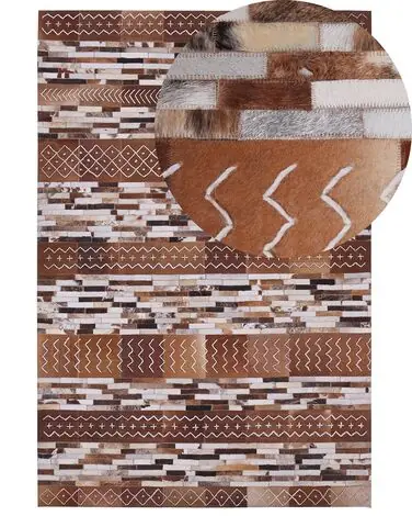 Alfombra HEREKLI Marrón 160 x 230 cm Piel - Accesorios decorativos