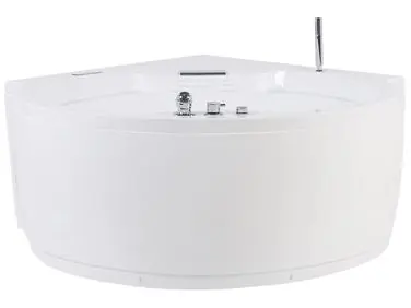 Bañera de hidromasaje LED esquinera MILANO con altavoz Bluetooth integrado 181 x 150 cm Blanco - Baño