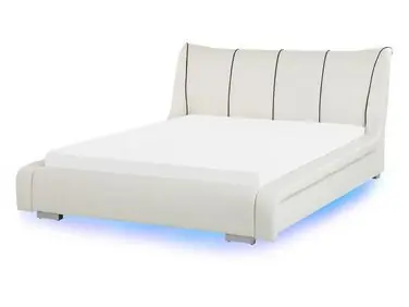 Waterbed with LED Leather NANTES 140 x 200 cm (EU Double) Off-White