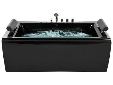 Bañera de hidromasaje LED esquinera MONTEGO 172 x 83 cm Negro - Baño