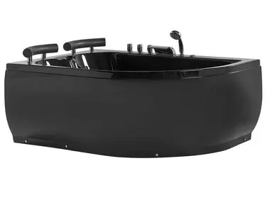 Bañera de hidromasaje LED esquinera PARADISO Derecha 158 x 113 cm Negro - Baño