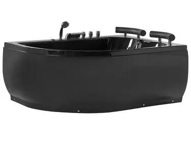 Bañera de hidromasaje LED esquinera PARADISO Izquierda 158 x 113 cm Negro - Baño