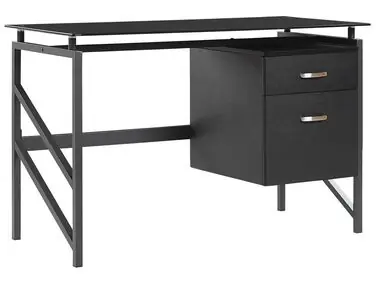 Home Office Desk MORITON Black 117 cm 57 cm with Storage
