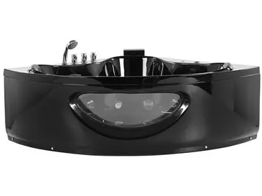 Bañera de hidromasaje LED esquinera TOCOA 205 x 146 cm Negro - Baño