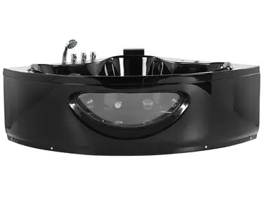 Bañera de hidromasaje LED esquinera TOCOA 190 x 138 cm Negro - Baño