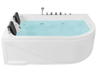 Bañera de hidromasaje LED esquinera CALAMA Derecha 180 x 120 cm Blanco - Baño