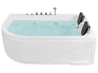 Bañera de hidromasaje LED esquinera CALAMA Izquierda 180 x 120 cm Blanco - Baño