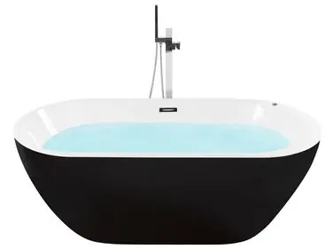 Bañera de hidromasaje independiente con LED NEVIS 170 x 80 cm Negro - Baño