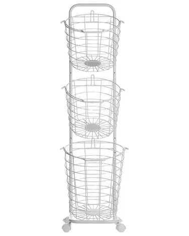 Basket Stand AYAPAL with Wheels Metal White - Home Accessories