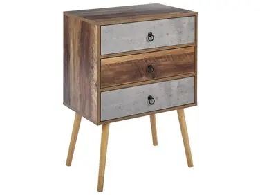 3 Drawer Chest BATLEY Grey Concrete Effect - Living Room