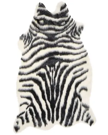 Alfombra de pelo sintético NAMBUNG Blanco Negro 60 x 90 cm - Accesorios decorativos