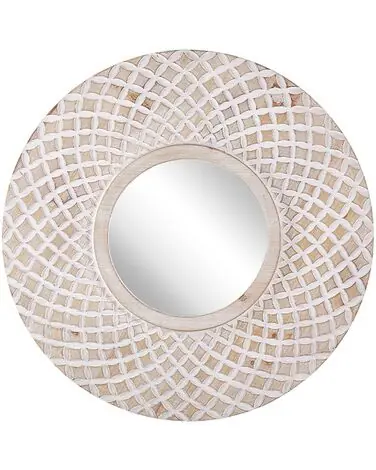 Wall Mirror POMARO 60 cm 60 cm Fir Wood Light Brown - Home Accessories