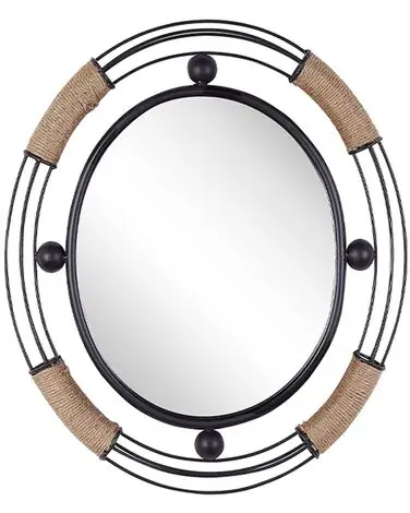 Wall Mirror MOULINS 50 cm 55 cm Metal Black - Home Accessories