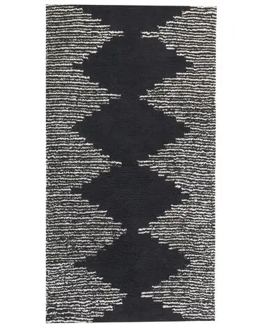 Alfombra BATHINDA Negro/Blanco 80 x 150 cm Algodón - Accesorios decorativos