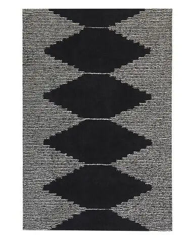 Alfombra BATHINDA Negro/Blanco 140 x 200 cm Algodón - Accesorios decorativos