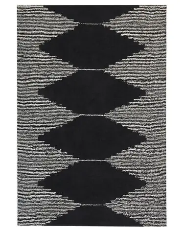 Alfombra BATHINDA Negro/Blanco 160 x 230 cm Algodón - Accesorios decorativos
