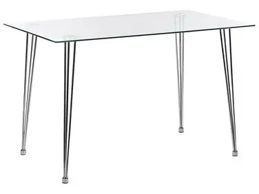 Mesa de comedor WINSTON Plateado 120 cm 70 cm Vidrio templado