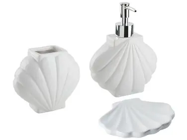 3-Piece Bathroom Accessories Set SHELL Ceramic White