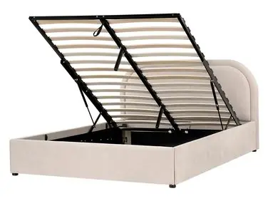 Ottoman Bed QUILLIEN Chenille Light Beige 140 x 200 cm (EU Double) - Bedroom