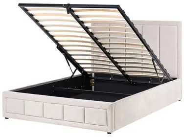 Ottoman Bed QUIBERON Chenille Taupe 140 x 200 cm (EU Double) - Bedroom