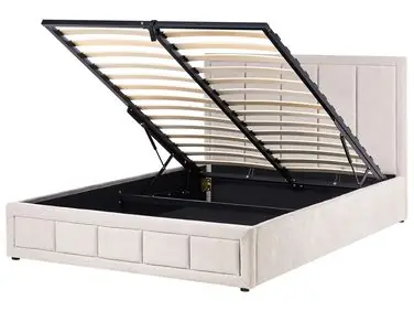 Ottoman Bed QUIBERON Chenille Taupe 160 x 200 cm (EU King Size) - Bedroom