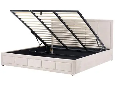 Ottoman Bed QUIBERON Chenille Taupe 180 x 200 cm (EU Super King) - Bedroom