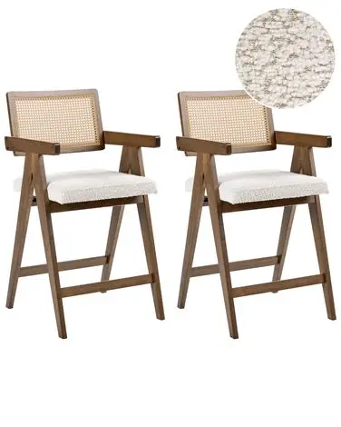 Conjunto de 2 sillas de bar AVA Madera Marrón/Beige claro - Comedor