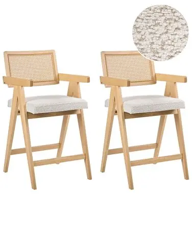 Conjunto de 2 sillas de bar AVA Madera Marrón claro/Beige - Comedor