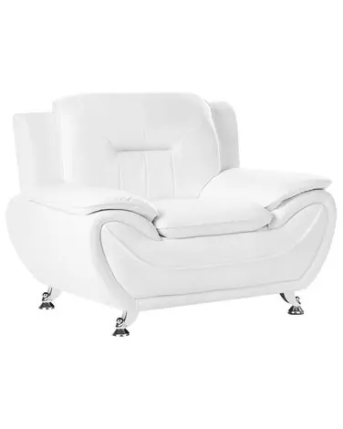 Armchair LEIRA Faux Leather White - Living Room