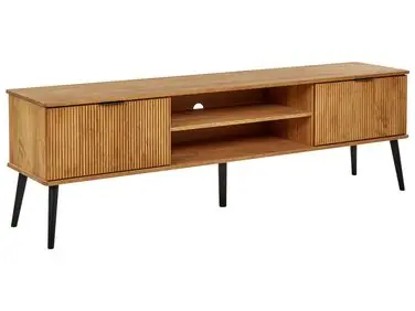 TV Stand TIMMINS Pine Wood Brown - Living Room