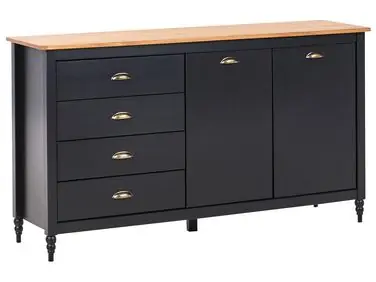 2 Door Sideboard SHILLINGTON Pine Wood Black - Living Room