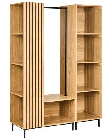 9 Shelf Open Wardrobe LEANDRO Light Brown - Bedroom