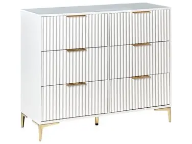 6 Drawer Chest WALCOTT White - Living Room