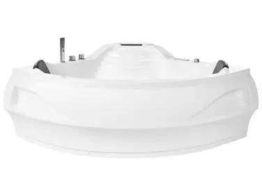 Bañera de hidromasaje LED esquinera MONACO con altavoz Bluetooth integrado 210 x 145 cm Blanco - Baño