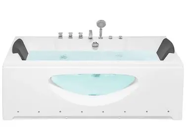 Bañera de hidromasaje LED esquinera HAWES II 180 x 80 cm Blanco - Baño