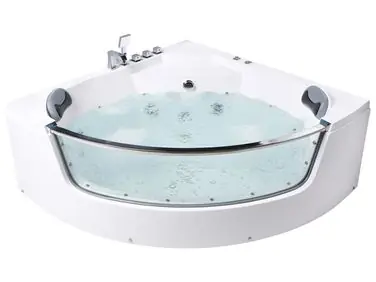 Bañera de hidromasaje LED esquinera TAMULA 148 x 66 cm Blanco - Baño