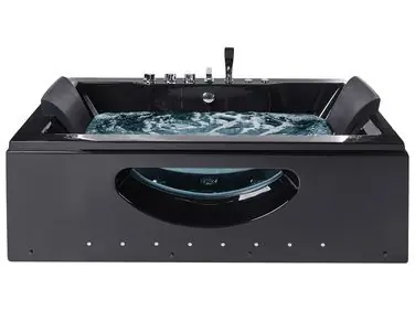 Bañera de hidromasaje LED esquinera HAWES 180 x 90 cm Negro - Baño
