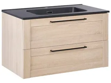 Wall Mounted Vanity Unit with Basin TARIJA Light Brown - Bathroom