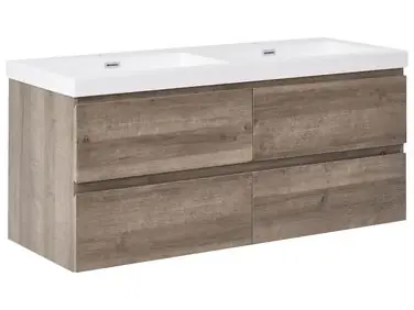 Mueble de baño suspendido con doble lavabo VIEDMA Gris pardo