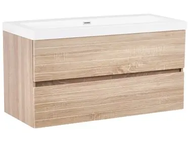 Mueble de baño suspendido con lavabo URUCU Marrón claro