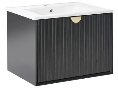 Mueble de baño suspendido con lavabo BONAIRE Negro