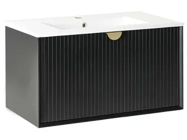 Mueble de baño suspendido con lavabo BONAIRE Negro