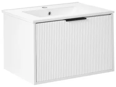 Wall Mounted Vanity Unit with Basin with Black Handle TILCARA White - Bathroom