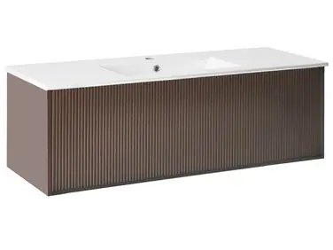 Wall Mounted Vanity Unit with Basin MADIDI Brown - Bathroom