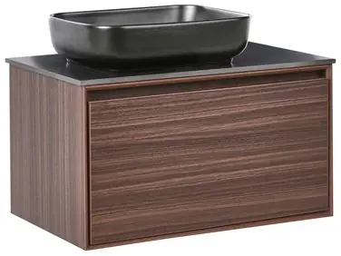 Mueble de baño suspendido con lavabo ARICA Marrón oscuro