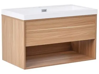 Mueble de baño suspendido con lavabo BERBICE Marrón claro