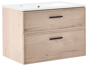 Wall Mounted Vanity Unit with Basin YELCHO Light Brown - Bathroom