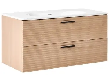 Wall Mounted Vanity Unit with Basin ARAPA Light Brown - Bathroom